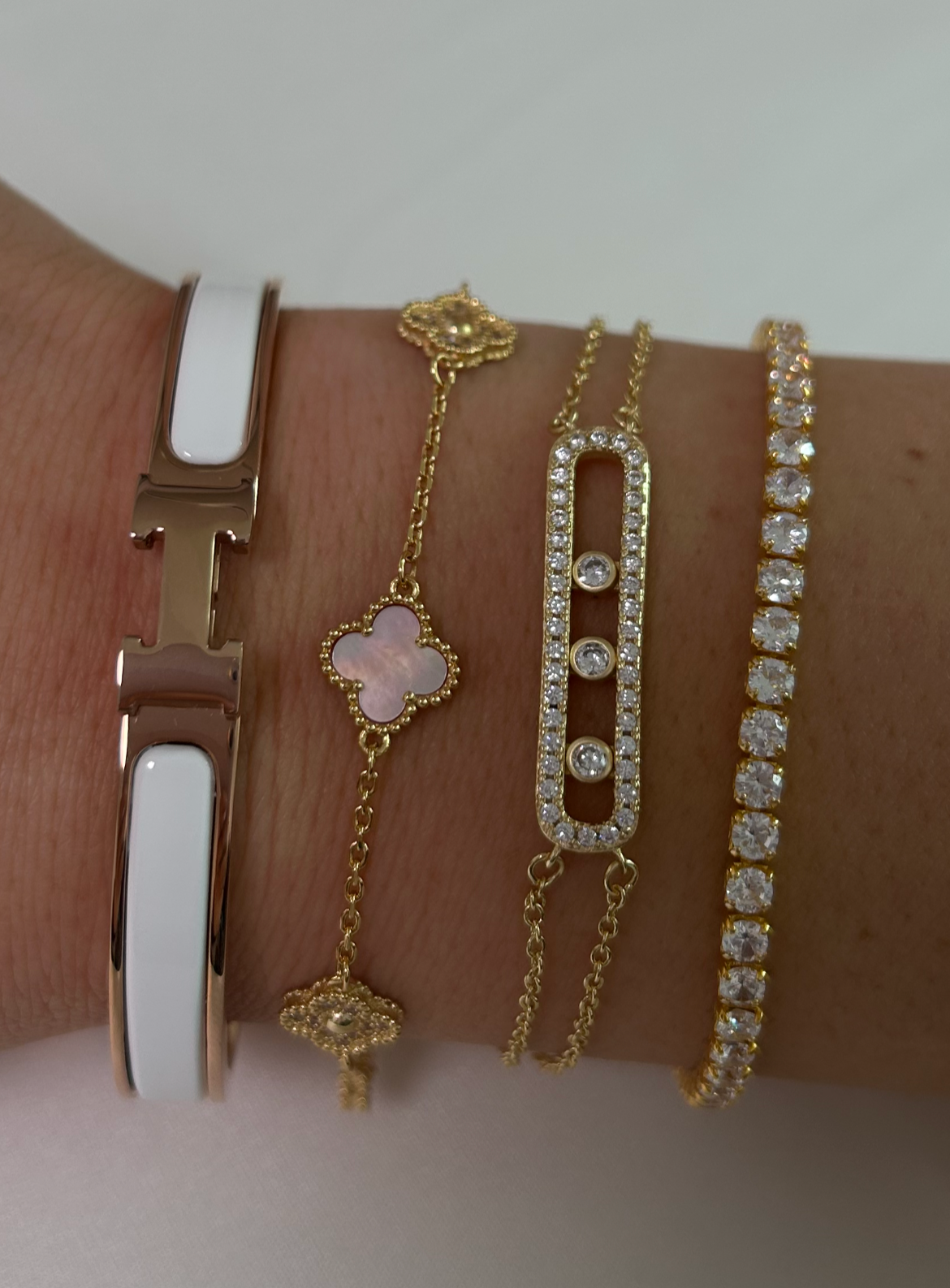 M Moveable zircon Bracelet, 18k Gold Plated