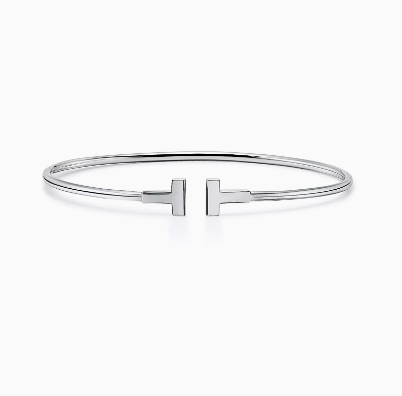 T Bangle | 18k White Gold Plated